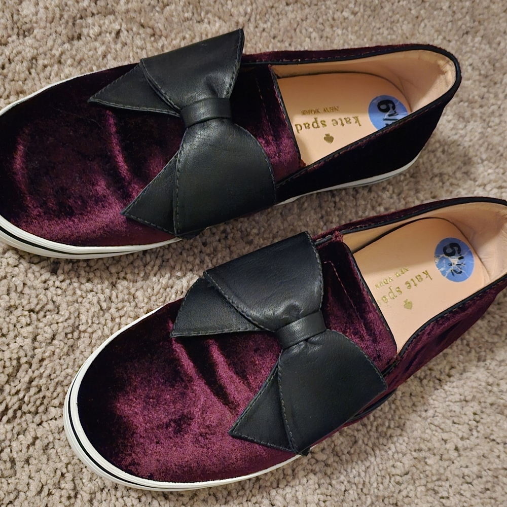 Kate Spade Delise Burgundy Velvet Slip On Shoes